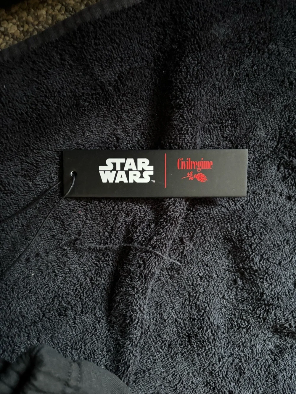 Star Wars Black Tag with White Logo and Red Accents